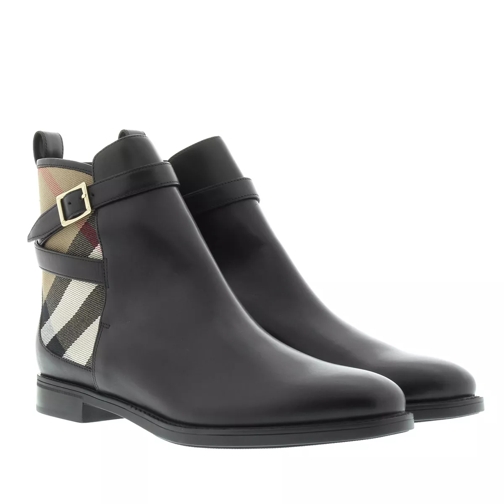 Burberry LF Richardson Flat Ankle Boot House Check Leather Black Stiefelette