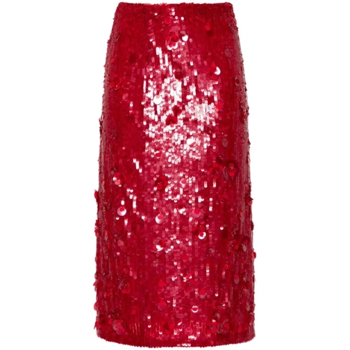 P.A.R.O.S.H. Kokerrokken Dark Red Sequined Skirt Red