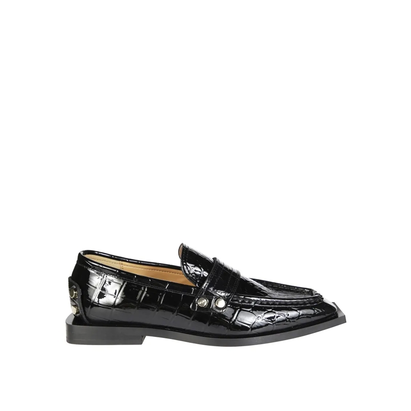 GANNI Ballerinas Studs Square Toe Loafer Black
