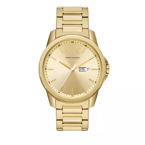 Armani Exchange Three-Hand Day-Date Stainless Steel Watch Gold Quartz Horloge