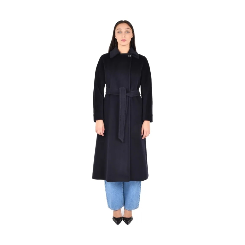 Max Mara Overgangsmantel Midi Wrap Coat In Wool-Beaver Blend Black