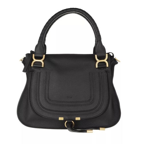 Chloé Marcie Handbag Grained Calfskin Leather Black Rymlig shoppingväska