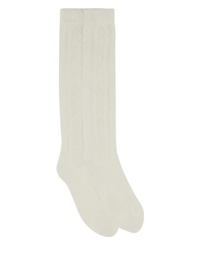 Thumbnail - Valentino Garavani - Perforated Cotton Socks With Vlogo - Größe L - weiß