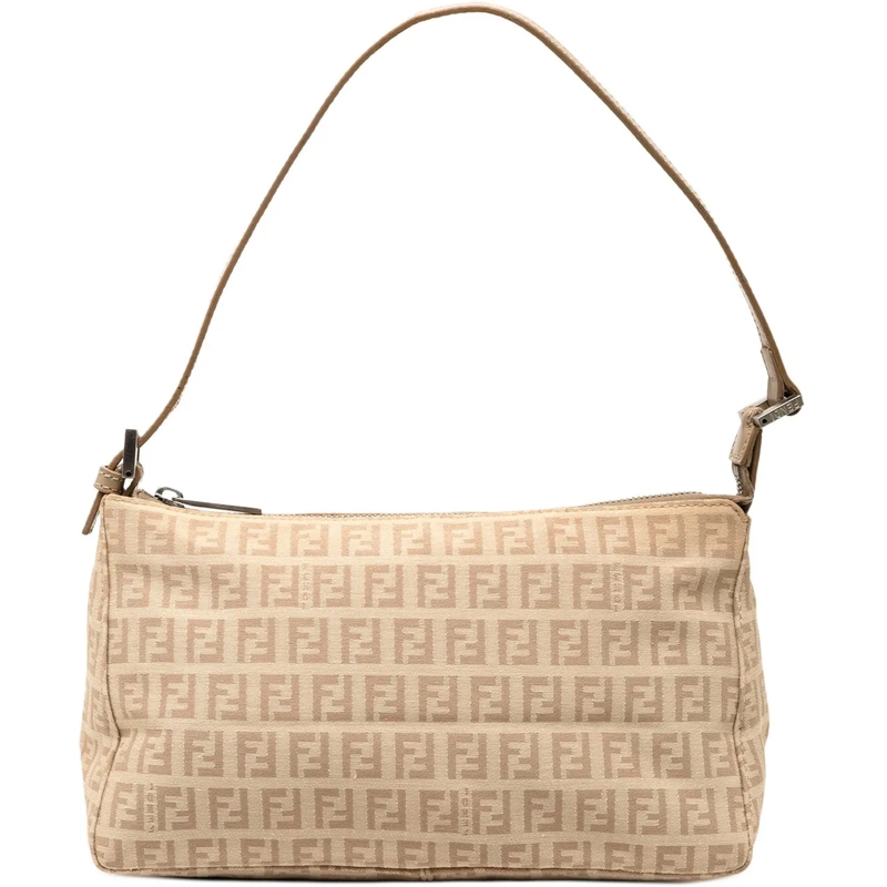 Fendi Schultertasche Zucchino Canvas Pochette braun