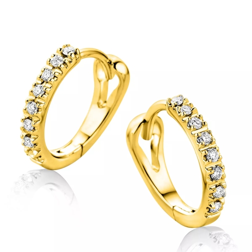 DIAMADA 9KT Diamond Creole Earrings Yellow Gold Hoop