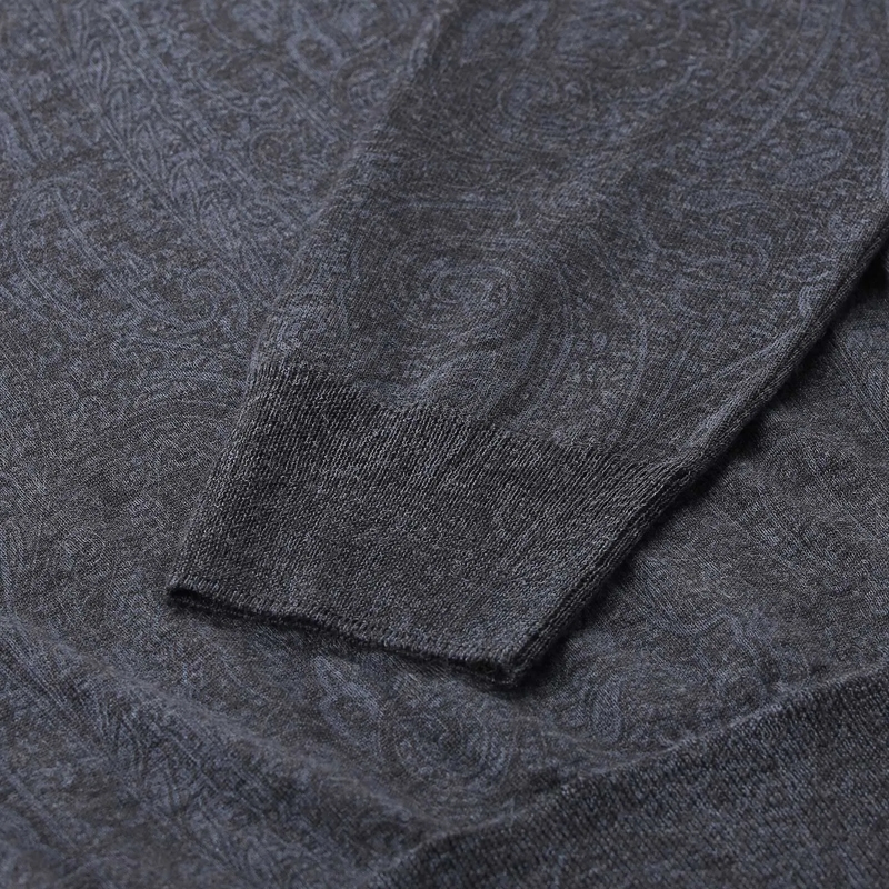 Etro Poloshirt Langarm-Poloshirt aus Wolle & Seide grau(Image 4)
