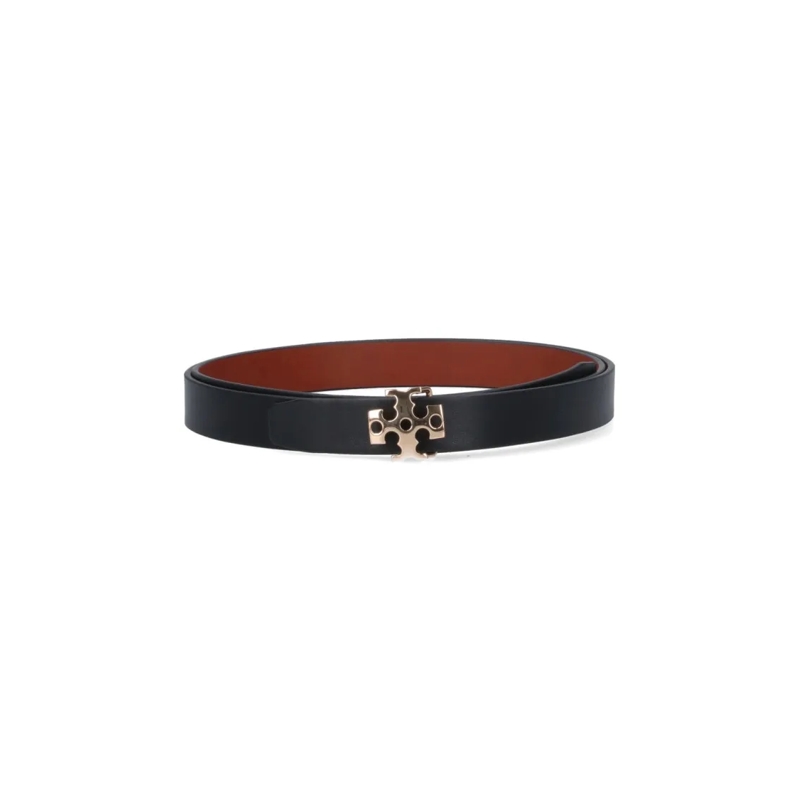 Tory Burch Riem Reversible Logo Belt Black Black