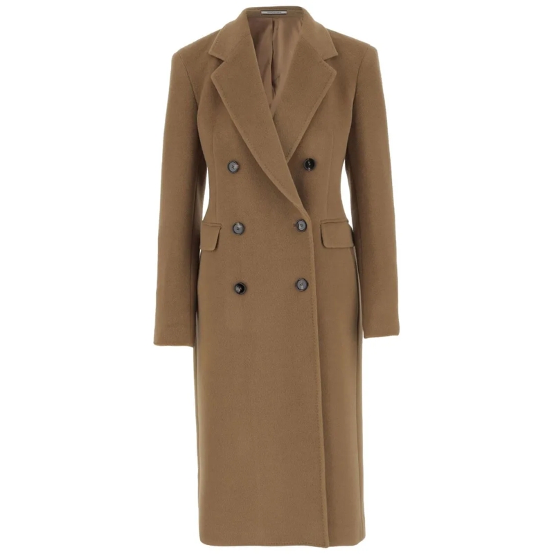 Tagliatore Manteaux de tanche Angora And Wool Double-Breasted Coat Brown