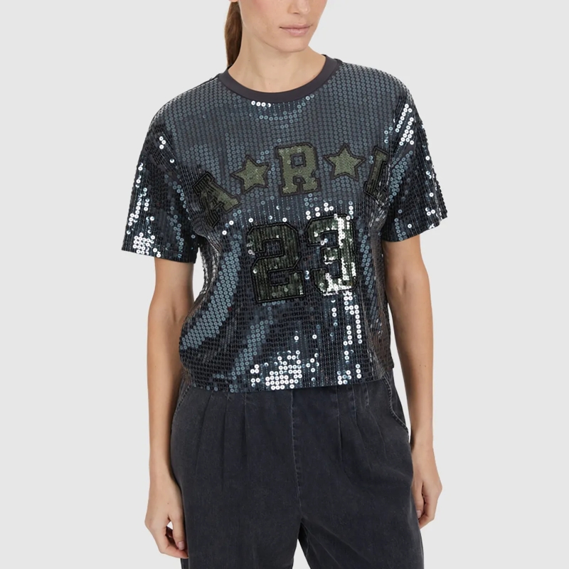 Marc Aurel T-Shirt Paillettenshirt schwarz(Image 3)