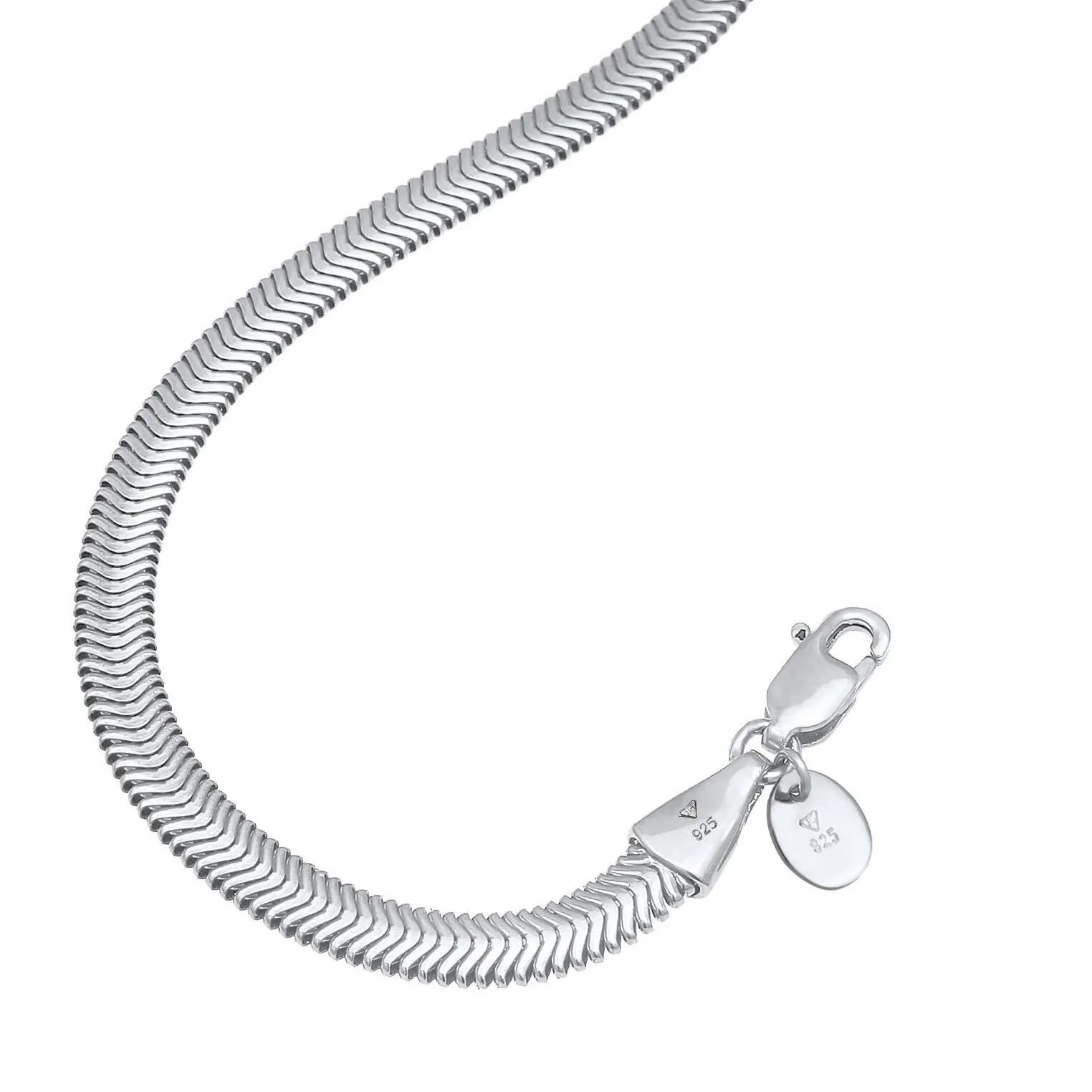 Thumbnail - Elli Halskette - Halskette Flach Elegant Schlangenkette Fischgräte - Gr. unisize - in Silber - für Damen
