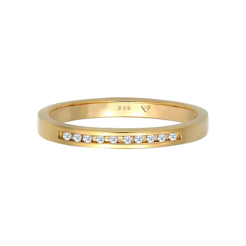 Elli Ring Ring Verlobung Bandring Diamant (0.05 ct.) 585 Gel gold(Image 2)