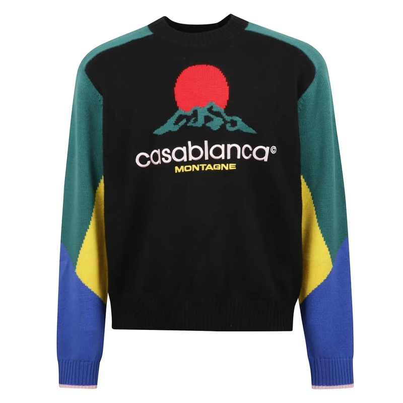 Casablanca  Contrast-Panel Wool Sweater Multicolor