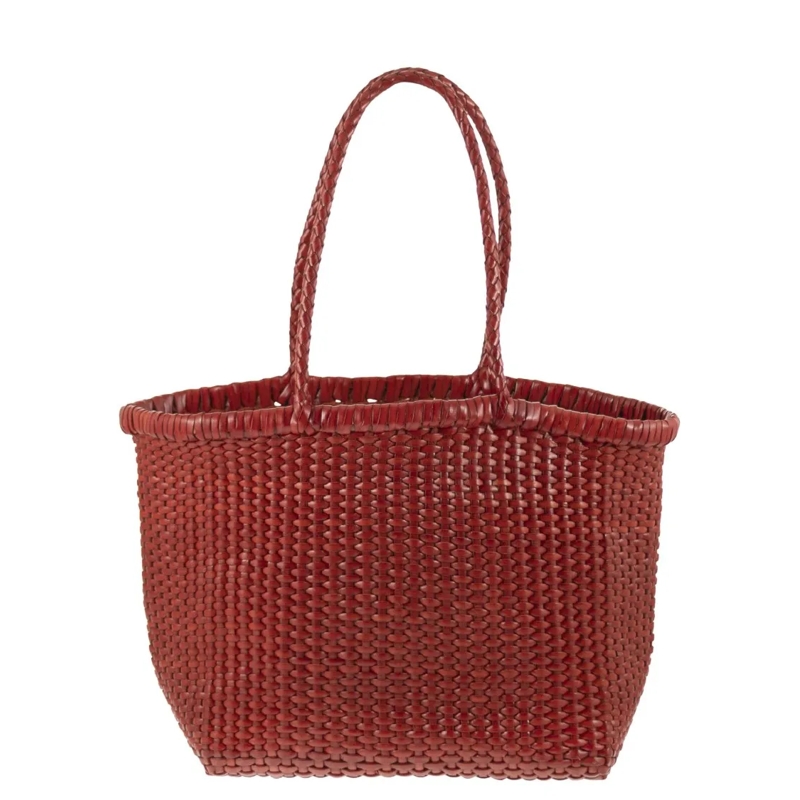 DRAGON DIFFUSION Fourre-tout Weave - Braided Leather Bag S Red