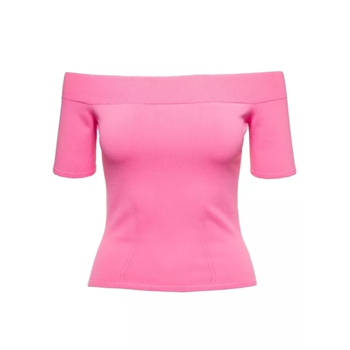 Alexander McQueen Pink Off-The-Shoulders Top In Viscose Blend Pink 