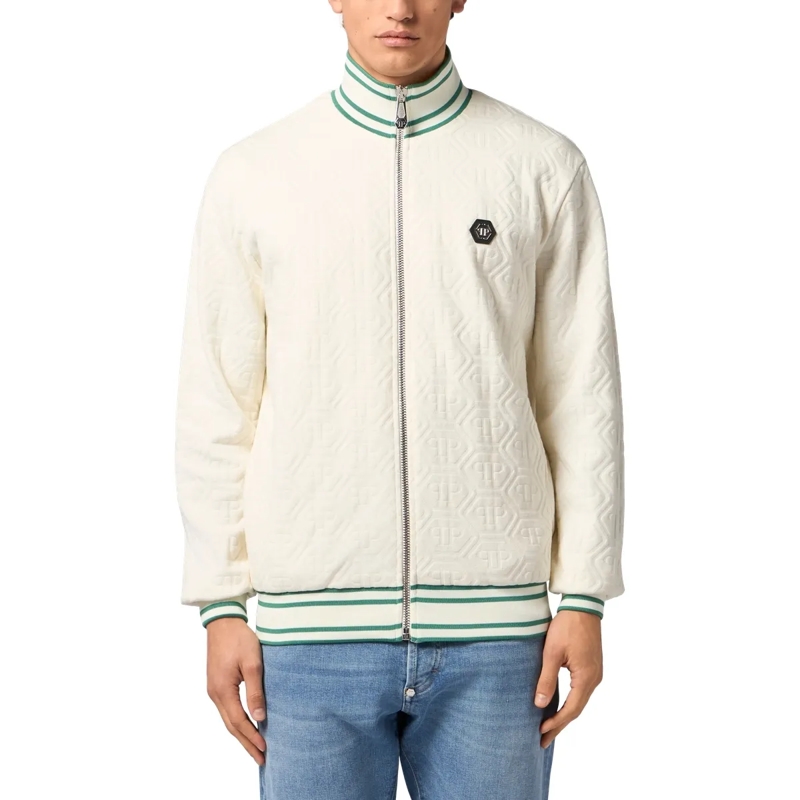 Philipp Plein Daunenjacke Tracksuit Jacket Jacquard Monogram weiss(Image 3)