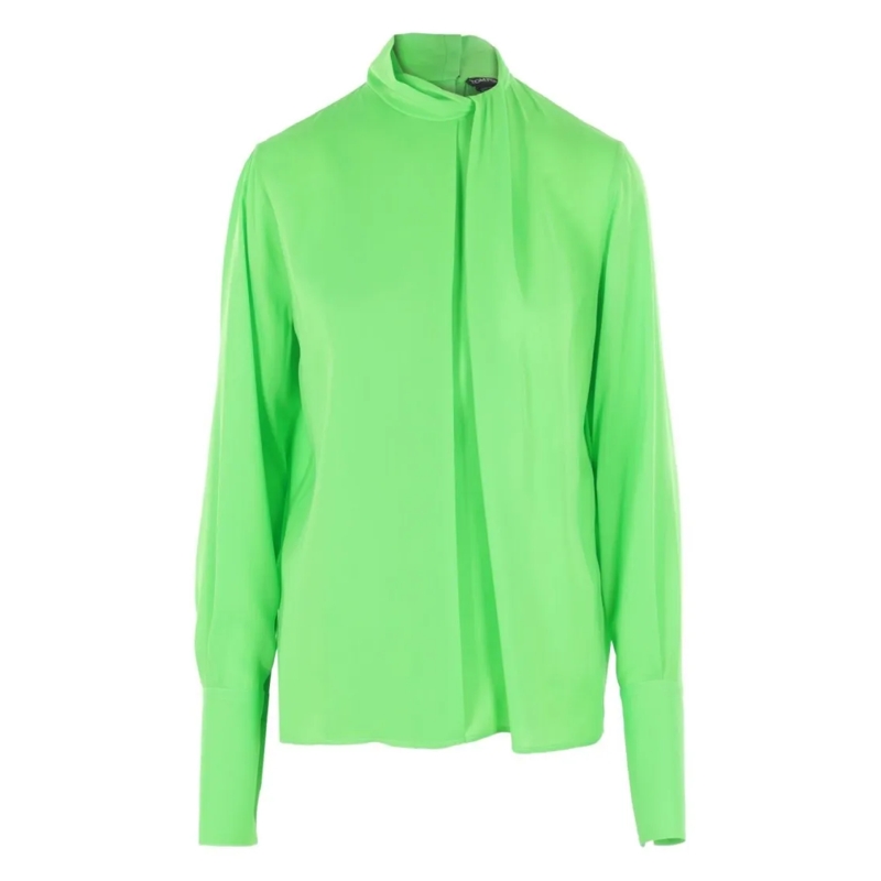 Tom Ford Overhemd Fluorescent Green Silk Georgette Blouse Green