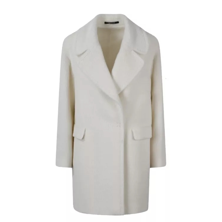 Tagliatore Alpaca Wool Blend Double Beasted Coat White