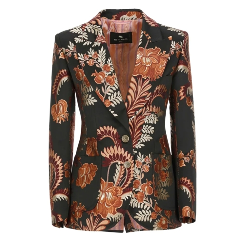 Etro Black Blazer With Print Black Blazer