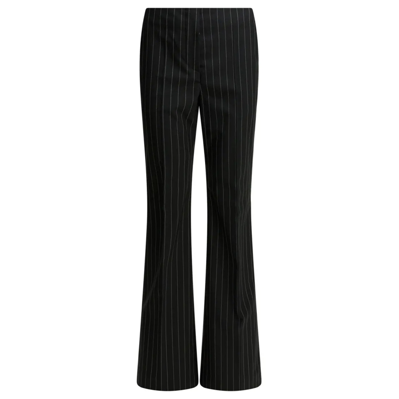 Max Mara  Pinstripe Wide Trousers With Tailored Fit And Flar Black