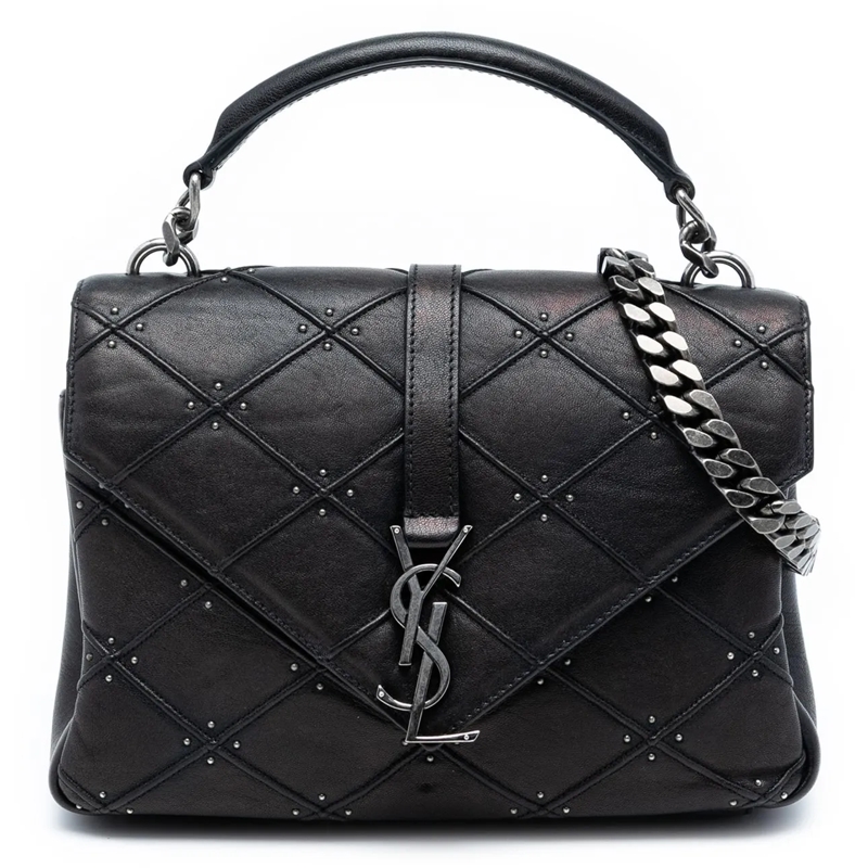 Saint Laurent Schultertasche Medium Quilted Diamond Iridescent Calfskin Monogra schwarz