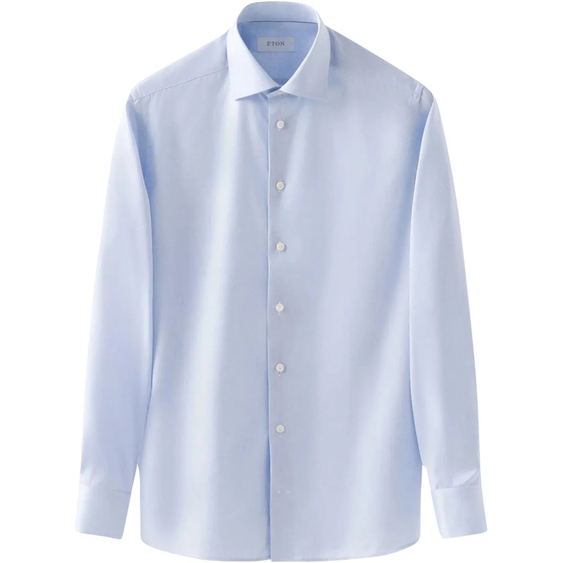 Eton  Eton Solid Signature Twill Shirt Lange Mouw Overhe blau