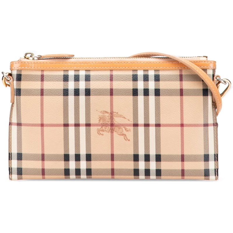 Burberry Sac à bandoulière Haymarket Check Coated Canvas Peyton Crossbody braun
