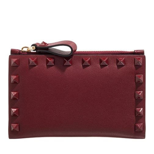 Valentino Garavani Rockstud Card Case Cordovan Red Bi-Fold Wallet