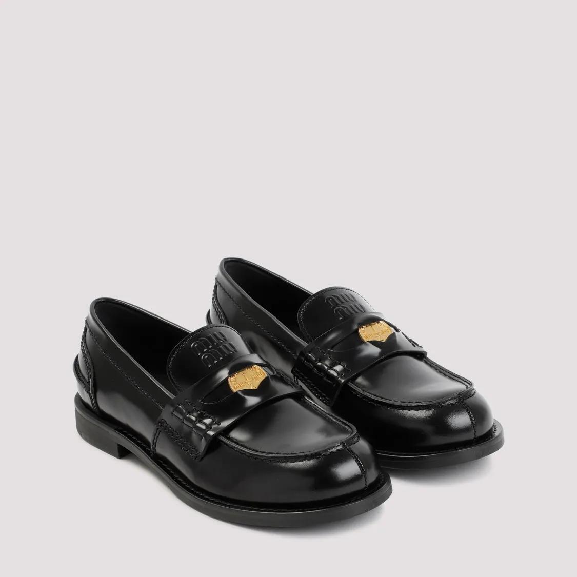 Thumbnail - Black Leather Slip-On Loafers - Gr. 37 (EU) - in Schwarz