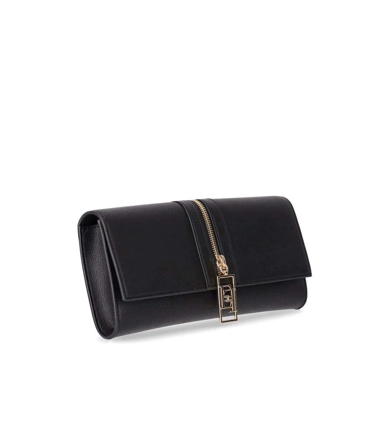 Elisabetta Franchi Crossbody bags SCHWARZES CLUTCH MIT REISSVERSC in zwart