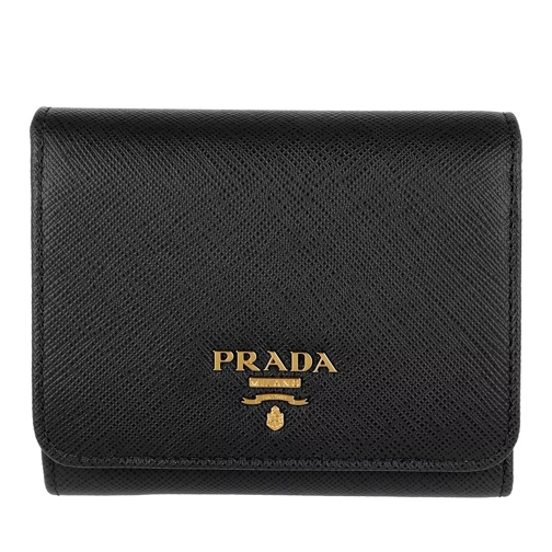 Prada Small Wallet Saffiano Leather Black Flap Wallet