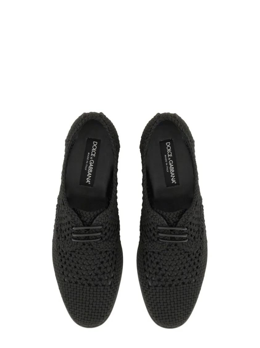 Thumbnail - Woven Black Derby Shoe - Gr. 44 (EU) - in Schwarz