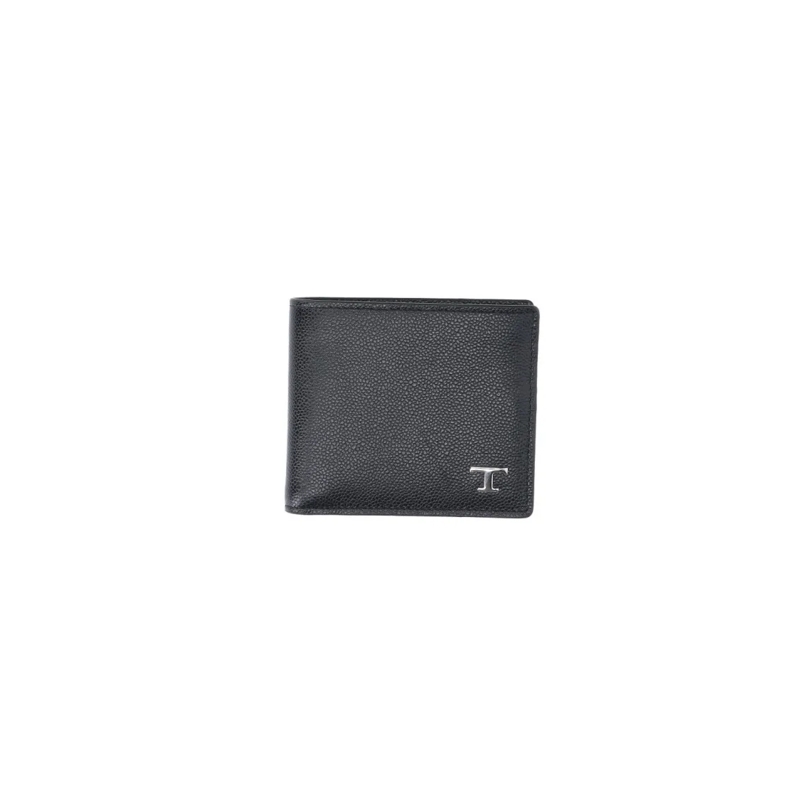 Tod's Porte-monnaie Textured Calf Leather Bi-Fold Wallet Black