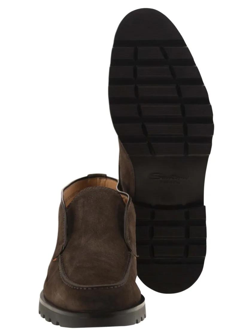 Thumbnail - Santoni Stiefel - Suede Ankle Boot Without Laces - Gr. 8_5 - in Braun - für Damen