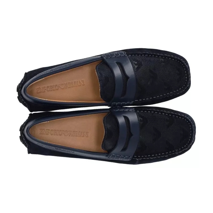 Emporio Armani Driver Blue Loafer Black Mocassin