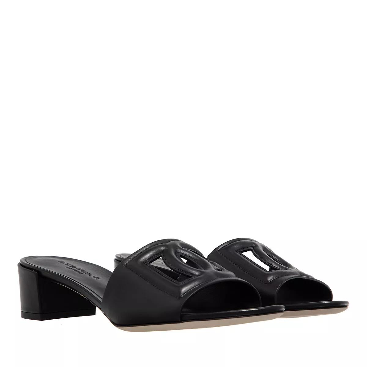 Dolce&Gabbana Slipper & Pantoletten - Calfskin Sliders With DG Logo - Gr. 36 (EU) - in Schwarz - für Damen