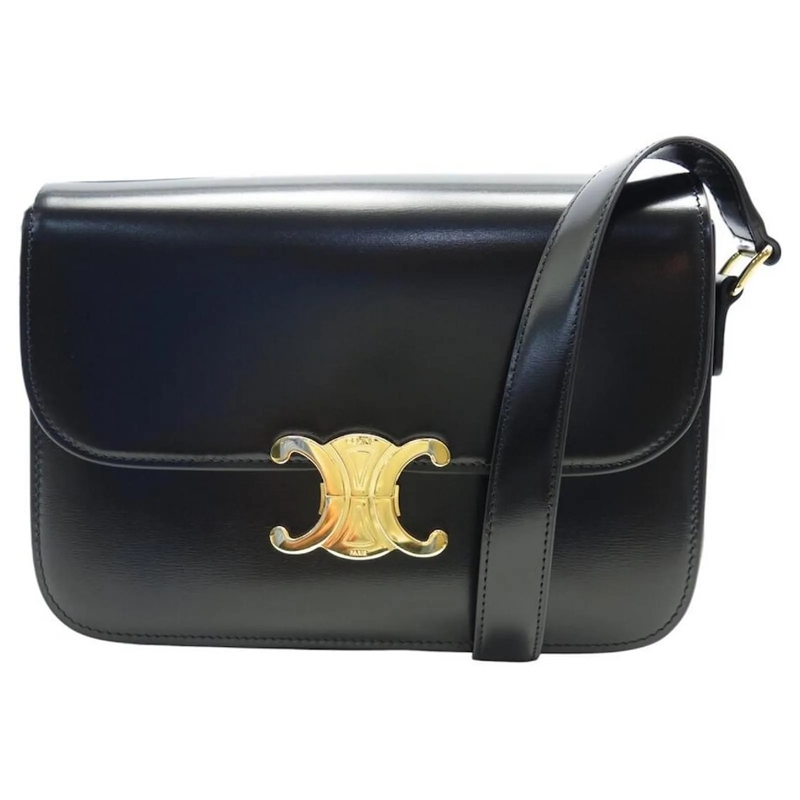 Celine Crossbody Bag NEUE CELINE TRIOMPHE 187363 SCHWARZE LEDERUMHÃ„NGE schwarz