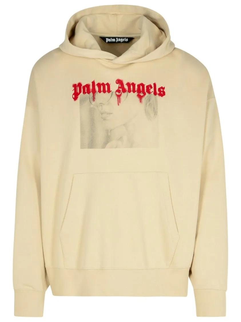 Palm Angels - Portrait%27 Beige Cotton Sweatshirt - Größe M -