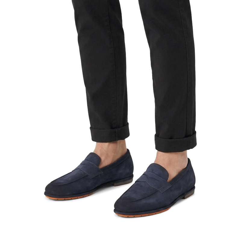Santoni Mocassin Loafer aus Veloursleder blau(Image 2)