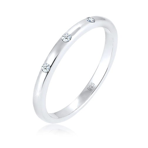 Elli Diamantring Ring Bandring Diamant (0.045 ct) 925 Sterling Silb silber