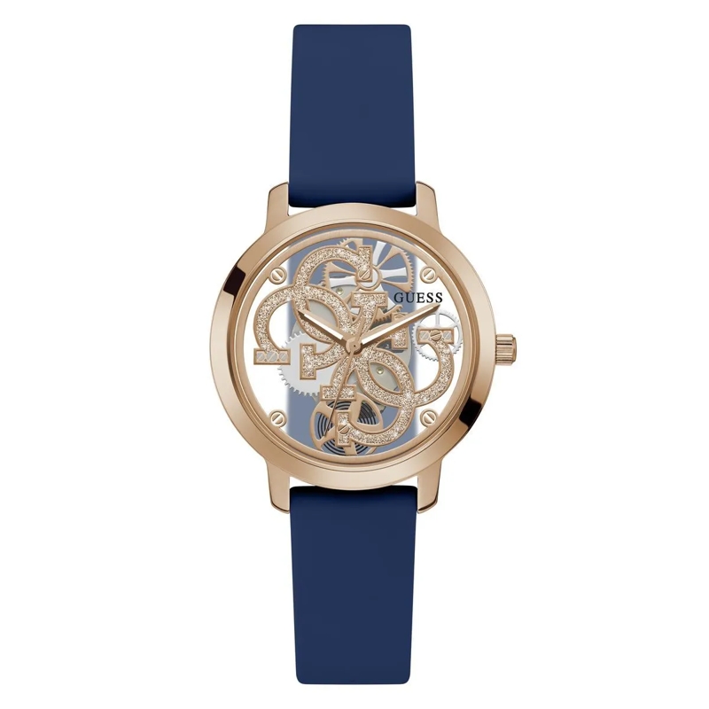 Guess Automatikuhr Analoge Uhr Quattro Clear blau