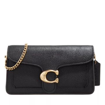 Coach Polished Pebble Leather Tabby Chain Clutch Black Clutch