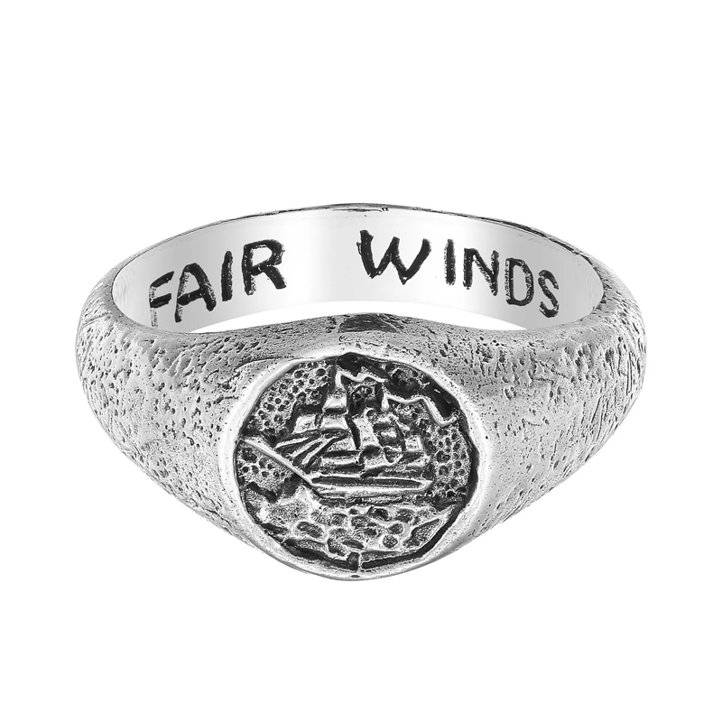 Haze & Glory Siegelring Ring Siegelring Fair Winds 925 Silber schwarz(Image 2)