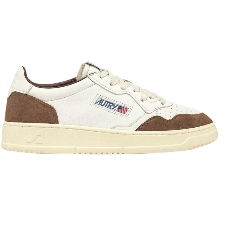 Autry International Low-Top-Sneaker White And Cigar Sneakers With Washed Treatment Neutrals