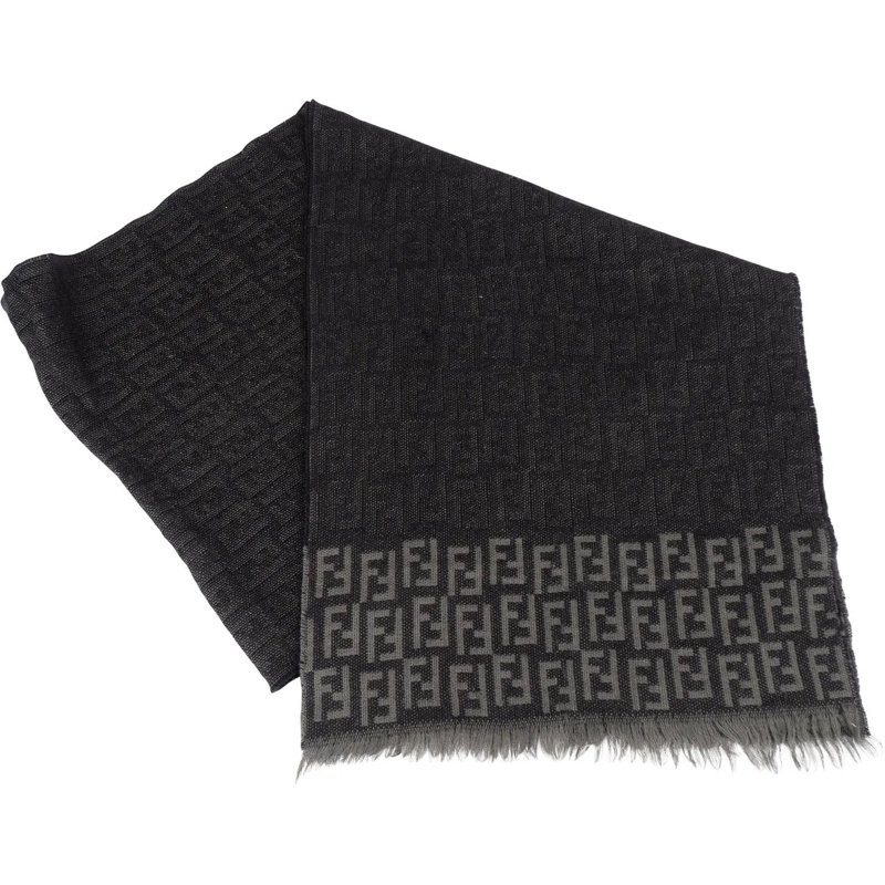 Fendi Wollschal Fendi FF Monogram Wool Scarf Schal schwarz
