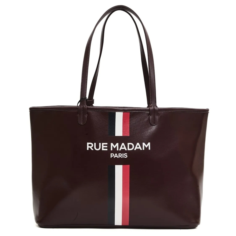 Rue Madame Sac à bandoulière Faux Leather Shopping Bag With Bordeaux Logo Burgundy