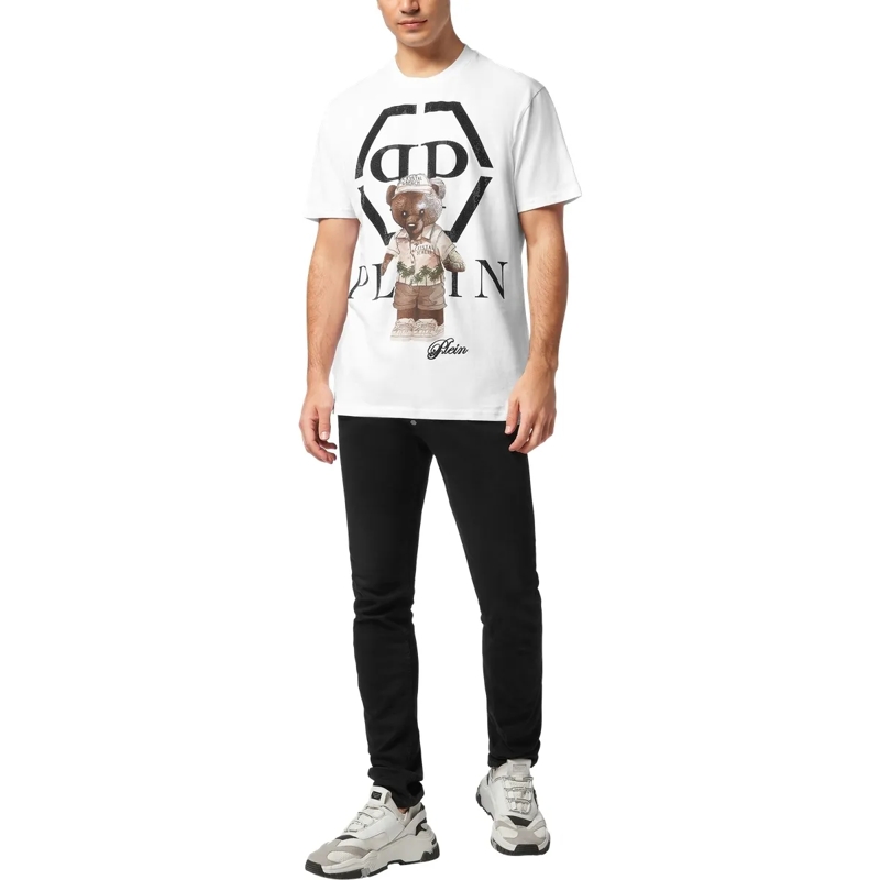 Philipp Plein T-Shirt T-Shirt Rundhalsausschnitt Ls Teddy Mit Schmuckste weiss(Image 4)