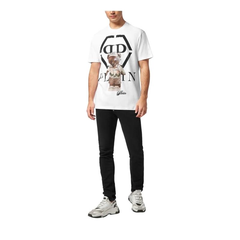 Philipp Plein T-Shirt T-Shirt Rundhalsausschnitt Ls Teddy Mit Schmuckste weiss(Image 4)