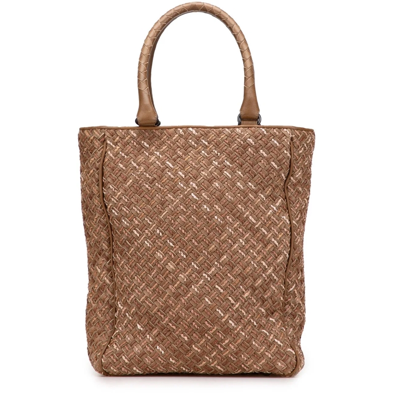 Bottega Veneta Shopper Calfskin Intrecciato Paglia Tote braun