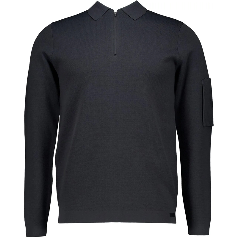 GENTI Poloshirt Genti Polo Zip Ls Polos Donkergrijs K4117-1258 grau