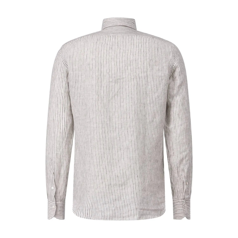 Finamore Overhemd Leinen-Hemd Luigi Tokyo mit Streifen beige(Image 2)